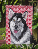 Alaskan Malamute Hearts Love and Valentine's Day Garden Flag – Decorative Outdoor Yard Flag SC9494GF