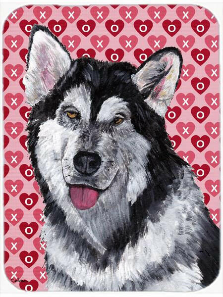 Alaskan Malamute Hearts Love and Valentine's Day Glass Cutting Board Large Size SC9494LCB