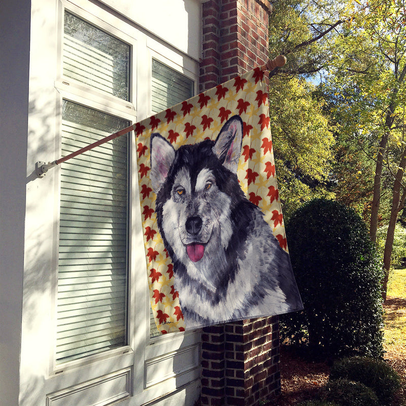Alaskan Malamute Fall Leaves Flag Canvas House Size SC9495CHF