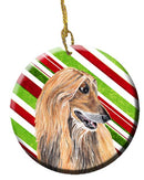 Afghan Hound Candy Cane Holiday Christmas Ceramic Ornament SC9498CO1