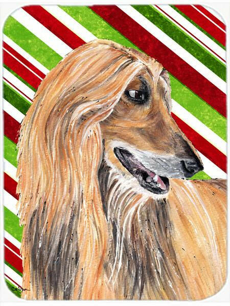 Afghan Hound Candy Cane Holiday Christmas Glass Cutting Board Large Size SC9498LCB