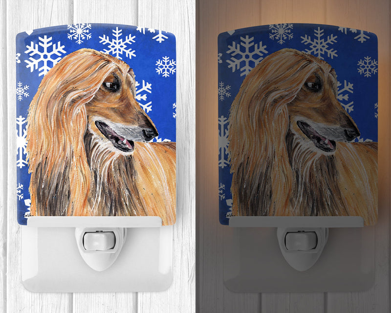 Afghan Hound Winter Snowflakes Holiday Ceramic Night Light SC9499CNL