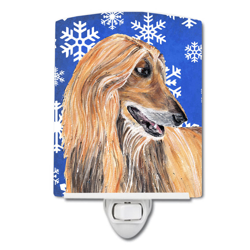 Afghan Hound Winter Snowflakes Holiday Ceramic Night Light SC9499CNL