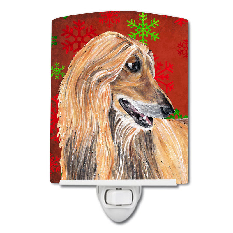 Afghan Hound Red Snowflakes Holiday Christmas  Ceramic Night Light SC9501CNL