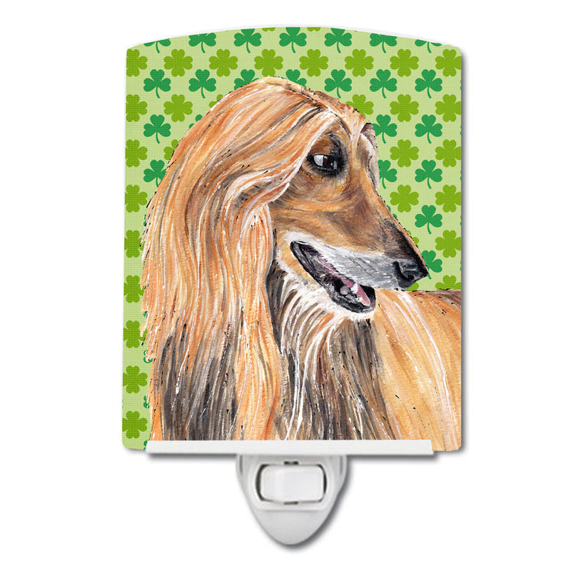 Afghan Hound St. Patrick's Day Shamrock Ceramic Night Light SC9502CNL