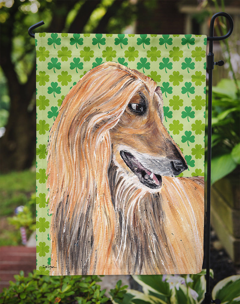 Afghan Hound St. Patrick's Day Shamrock Flag Garden Size SC9502GF