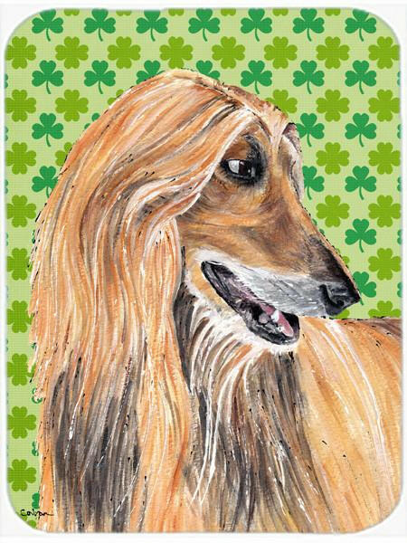 Afghan Hound St. Patrick's Day Shamrock Glass Cutting Board Large Size SC9502LCB