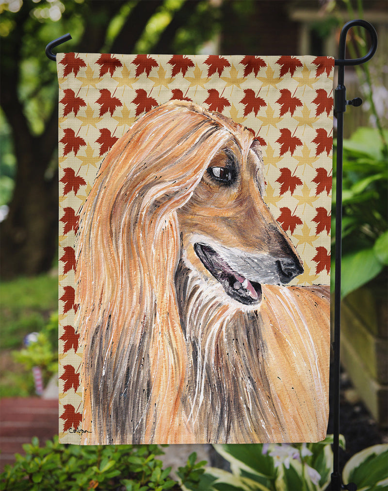 Afghan Hound Fall Leaves Flag Garden Size SC9504GF