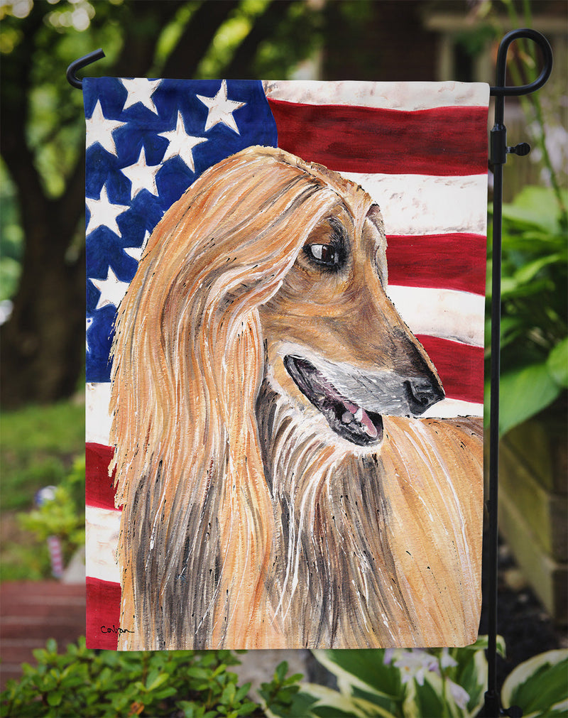 Afghan Hound USA Patriotic American Flag Flag Garden Size SC9506GF