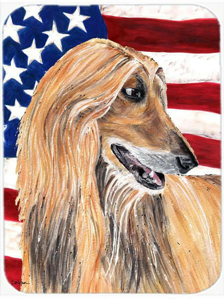 Afghan Hound USA Patriotic American Flag Glass Cutting Board Large Size SC9506LCB