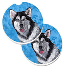 Blue Alaskan Malamute Car Coasters – Set of 2 - Absorbent Stone with Fun & Functional Artwork SC9507BUCARC