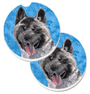Blue Akita Car Coasters – Set of 2 - Absorbent Stone with Fun & Functional Artwork SC9508BUCARC