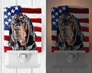 Black and Tan Coonhound with American Flag Ceramic Night Light Compact, UL-Certified, Ideal for Bedroom, Bathroom, Nursery, Hallway, Kitchen, 6x4x3, Multicolor
