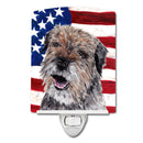 Border Terrier with American Flag Ceramic Night Light SC9515CNL