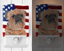 Brussels Griffon with American Flag Ceramic Night Light Compact, UL-Certified, Ideal for Bedroom, Bathroom, Nursery, Hallway, Kitchen, 6x4x3, Multicolor
