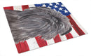 Brussels Griffon with American Flag Cutting Board Tempered Glass Kitchen Cutting Surface, Heat Resistant Chopping, Non-Slip Feet, Food Prep & Serving