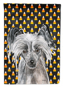 Chinese Crested Candy Corn Halloween House Flag 28x40 Porch Sleeve Pole Decorative Outside Yard Banner Artwork Wall Hanging, Polyester