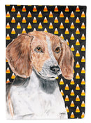 English Foxhound Candy Corn Halloween House Flag 28x40 Porch Sleeve Pole Decorative Outside Yard Banner Artwork Wall Hanging, Polyester