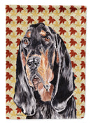 Black and Tan Coonhound Fall Leaves House Flag 28x40 Porch Sleeve Pole Decorative Outside Yard Banner Artwork Wall Hanging, Polyester