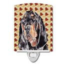 Black and Tan Coonhound Fall Leaves Ceramic Night Light Compact, UL-Certified, Ideal for Bedroom, Bathroom, Nursery, Hallway, Kitchen, 6x4x3, Multicolor