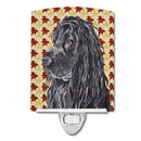 Black Cocker Spaniel Fall Leaves Ceramic Night Light Compact, UL-Certified, Ideal for Bedroom, Bathroom, Nursery, Hallway, Kitchen, 6x4x3, Multicolor