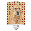 Buff Cocker Spaniel Fall Leaves Ceramic Night Light Compact, UL-Certified, Ideal for Bedroom, Bathroom, Nursery, Hallway, Kitchen, 6x4x3, Multicolor