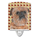 Brussels Griffon Fall Leaves Ceramic Night Light Compact, UL-Certified, Ideal for Bedroom, Bathroom, Nursery, Hallway, Kitchen, 6x4x3, Multicolor