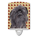 Brussels Griffon Fall Leaves Ceramic Night Light Compact, UL-Certified, Ideal for Bedroom, Bathroom, Nursery, Hallway, Kitchen, 6x4x3, Multicolor