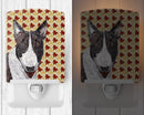 Bull Terrier Fall Leaves Ceramic Night Light Compact, UL-Certified, Ideal for Bedroom, Bathroom, Nursery, Hallway, Kitchen, 6x4x3, Multicolor