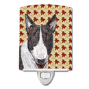 Bull Terrier Fall Leaves Ceramic Night Light Compact, UL-Certified, Ideal for Bedroom, Bathroom, Nursery, Hallway, Kitchen, 6x4x3, Multicolor