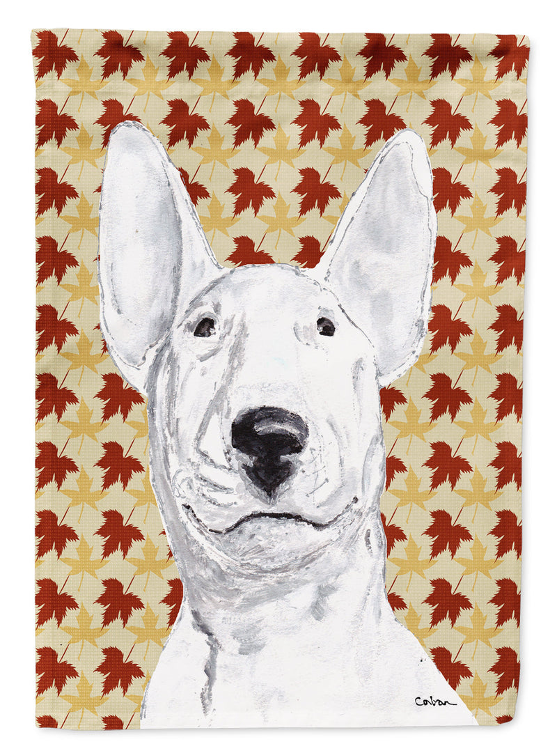 Bull Terrier Fall Leaves Flag Canvas House Size