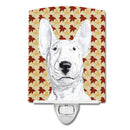 Bull Terrier Fall Leaves Ceramic Night Light Compact, UL-Certified, Ideal for Bedroom, Bathroom, Nursery, Hallway, Kitchen, 6x4x3, Multicolor