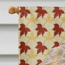 Golden Doodle Fall Leaves House Flag 28x40 Porch Sleeve Pole Decorative Outside Yard Banner Artwork Wall Hanging, Polyester
