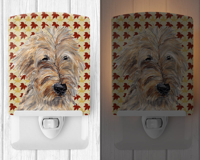 Golden Doodle Fall Leaves Ceramic Night Light SC9549CNL