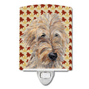 Golden Doodle Fall Leaves Ceramic Night Light Compact, UL-Certified, Ideal for Bedroom, Bathroom, Nursery, Hallway, Kitchen, 6x4x3, Multicolor