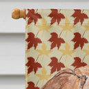 English Foxhound Fall Leaves House Flag 28x40 Porch Sleeve Pole Decorative Outside Yard Banner Artwork Wall Hanging, Polyester