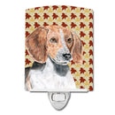 English Foxhound Fall Leaves Ceramic Night Light Compact, UL-Certified, Ideal for Bedroom, Bathroom, Nursery, Hallway, Kitchen, 6x4x3, Multicolor