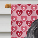 Black Cocker Spaniel Hearts and Love House Flag 28x40 Porch Sleeve Pole Decorative Outside Yard Banner Artwork Wall Hanging, Polyester