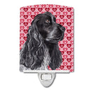 Black Cocker Spaniel Hearts and Love Ceramic Night Light Compact, UL-Certified, Ideal for Bedroom, Bathroom, Nursery, Hallway, Kitchen, 6x4x3, Multicolor