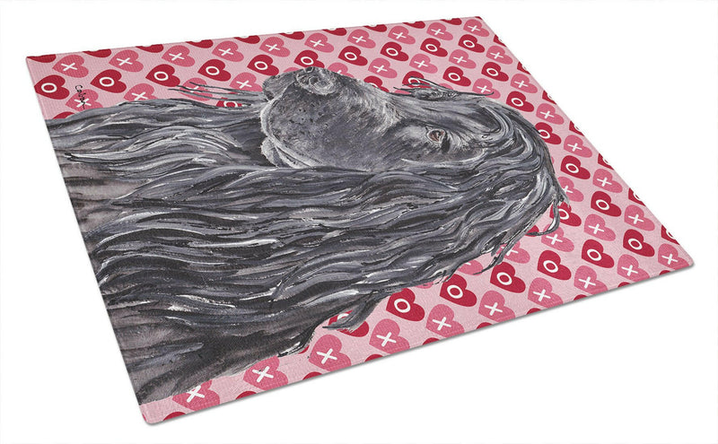 English Cocker Spaniel Valentine's Love Glass Cutting Board Large