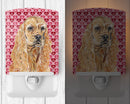 Buff Cocker Spaniel Hearts and Love Ceramic Night Light Compact, UL-Certified, Ideal for Bedroom, Bathroom, Nursery, Hallway, Kitchen, 6x4x3, Multicolor