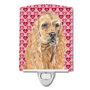Buff Cocker Spaniel Hearts and Love Ceramic Night Light Compact, UL-Certified, Ideal for Bedroom, Bathroom, Nursery, Hallway, Kitchen, 6x4x3, Multicolor