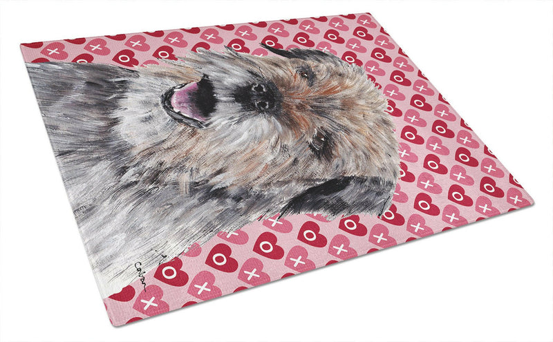 Border Terrier Valentine's Love Glass Cutting Board Large