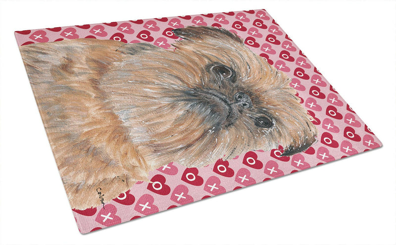 Brussels Griffon Valentine's Love Glass Cutting Board Large