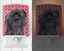 Brussels Griffon Hearts and Love Ceramic Night Light Compact, UL-Certified, Ideal for Bedroom, Bathroom, Nursery, Hallway, Kitchen, 6x4x3, Multicolor