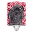 Brussels Griffon Hearts and Love Ceramic Night Light Compact, UL-Certified, Ideal for Bedroom, Bathroom, Nursery, Hallway, Kitchen, 6x4x3, Multicolor