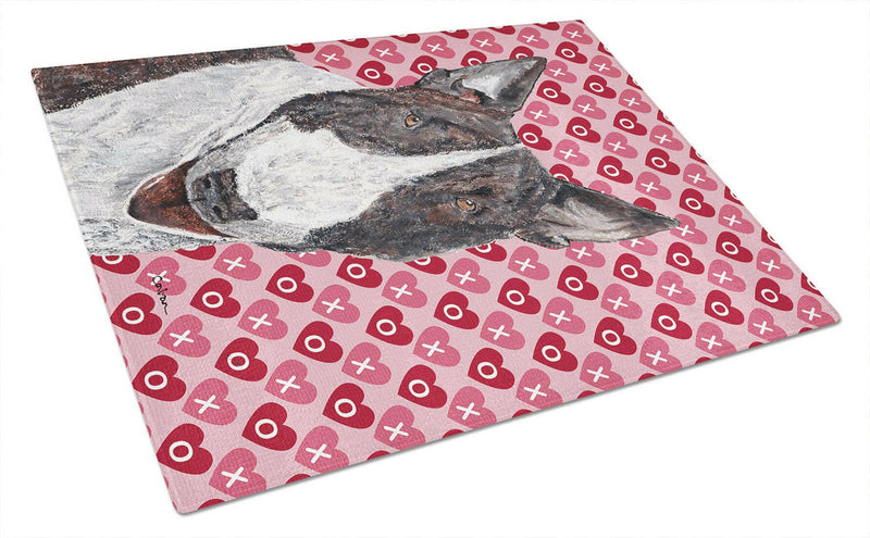 Bull Terrier Valentine's Love Glass Cutting Boards – Durable, Decorative Kitchen Art Large