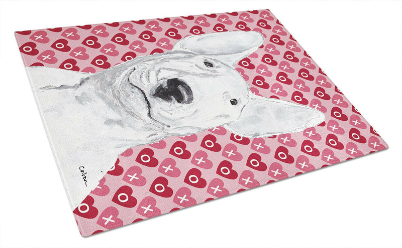 Bull Terrier Valentine's Love Glass Cutting Boards – Durable, Decorative Kitchen Art Large