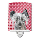 Chinese Crested Hearts and Love Ceramic Night Light Compact, UL-Certified, Ideal for Bedroom, Bathroom, Nursery, Hallway, Kitchen, 6x4x3, Multicolor