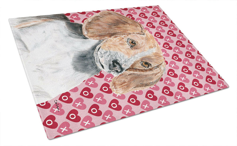 English Foxhound Valentine's Love Glass Cutting Board Large